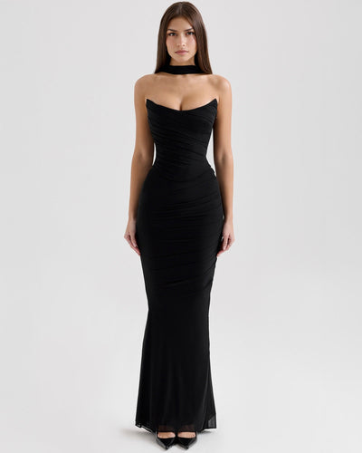 Malu | Vestido Maxi con Corsé y Malla