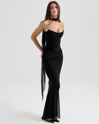 Malu | Vestido Maxi con Corsé y Malla