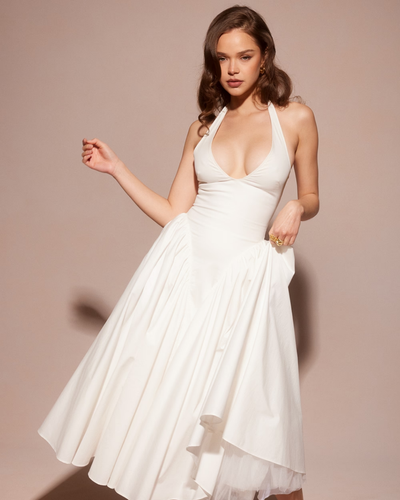 Monroe | Vestido Midi con Cuello Halter