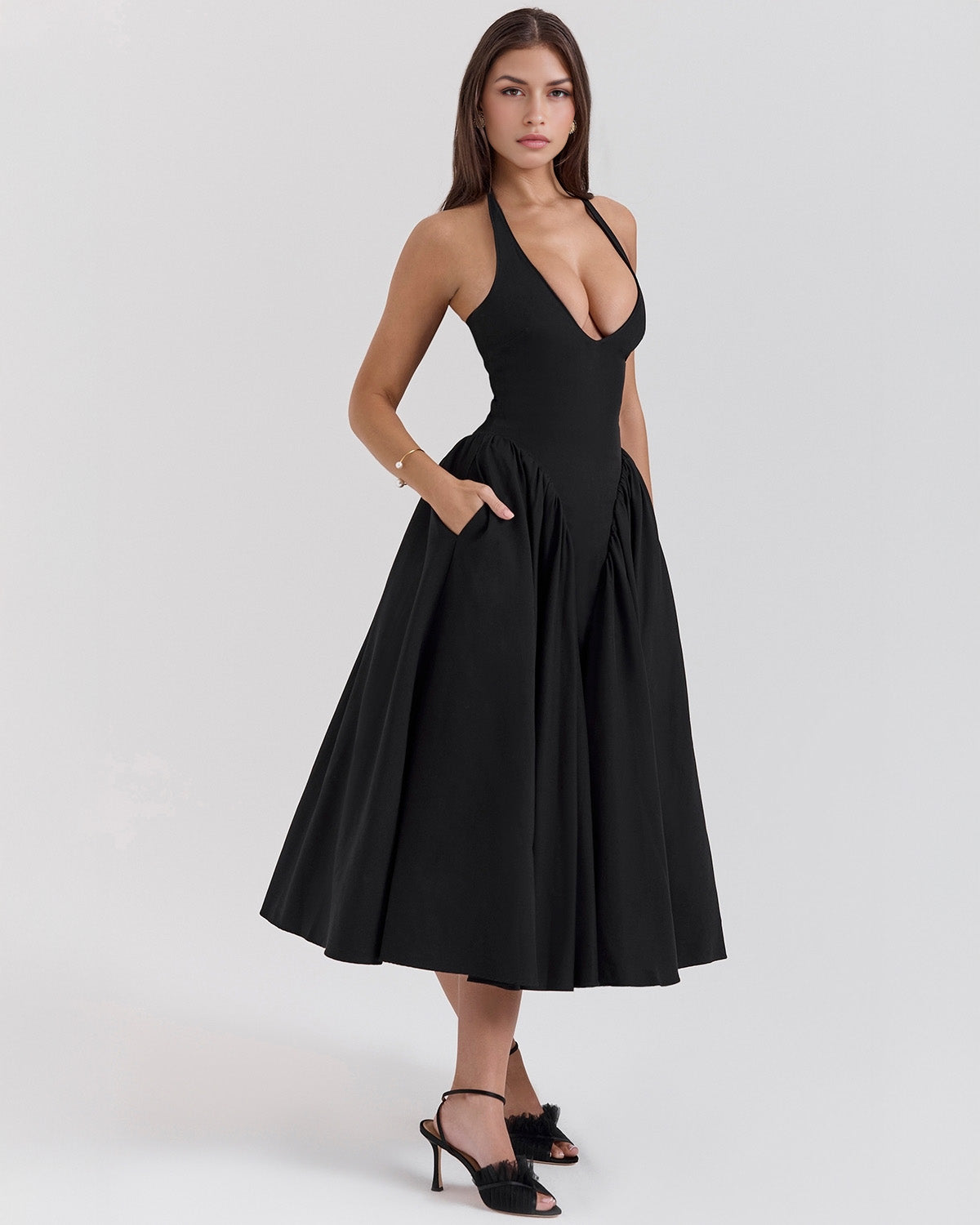 Monroe | Vestido Midi con Cuello Halter